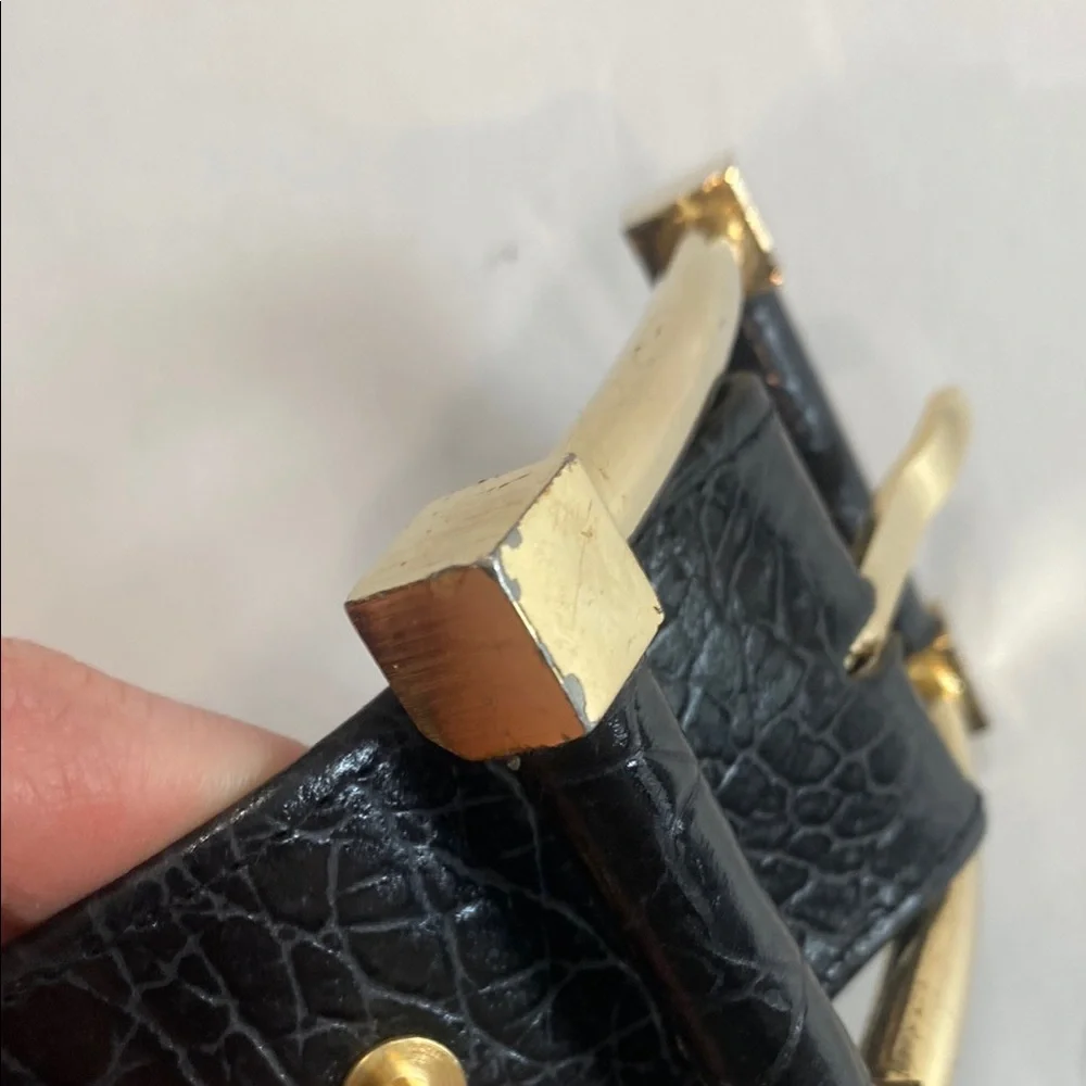 Black WIDE Belt with Croc design and Gold Buckle - Picture 14 of 14